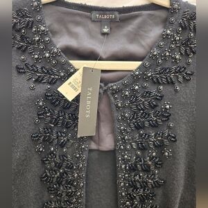Talbots Black Beaded Cardigan
